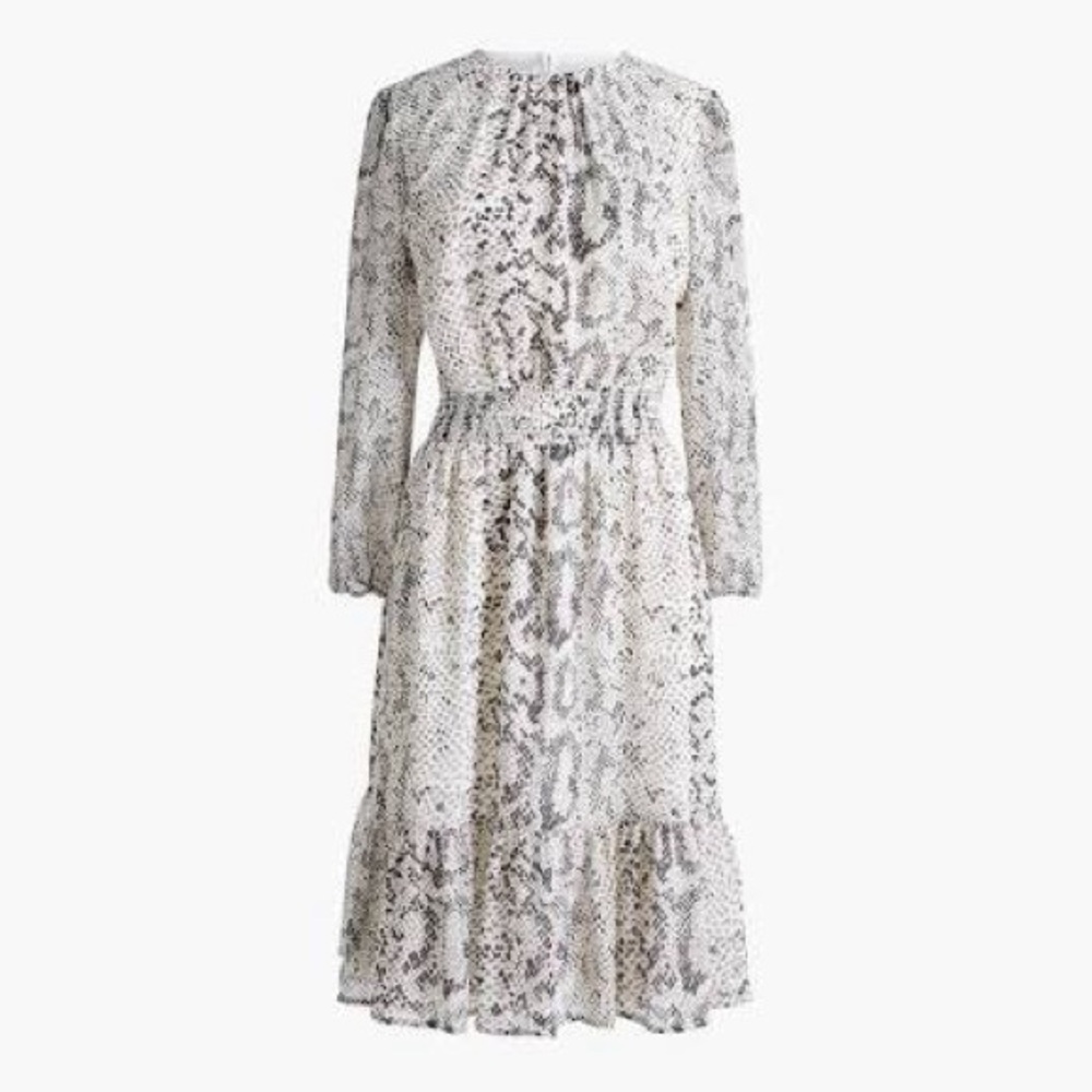 J. Crew Black and White Snake Print Long Sleeve Dress Size XS